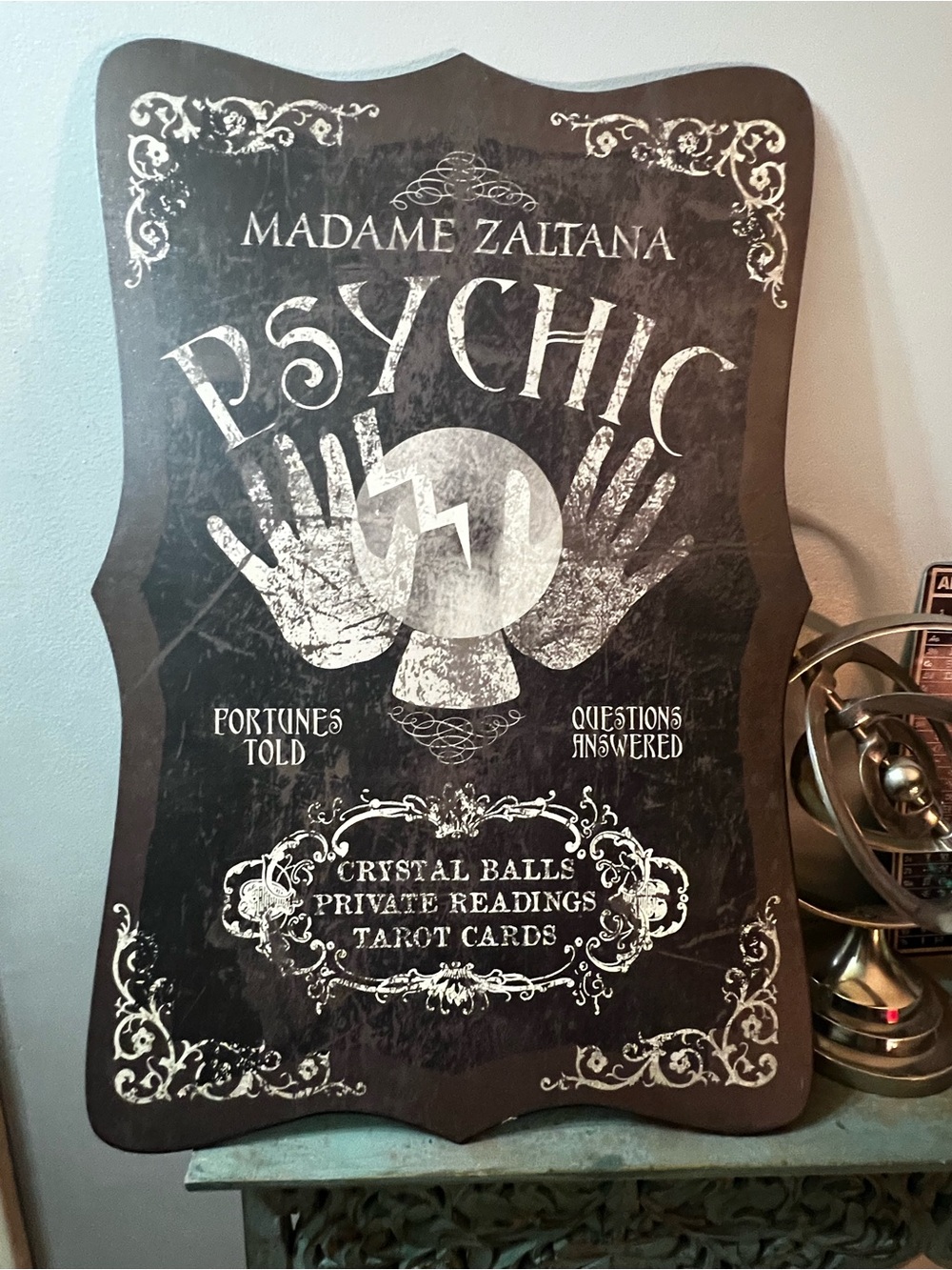 Large Wooden Fortune Teller Psychic Art Print Palm Reading Tarot Crystal Ball